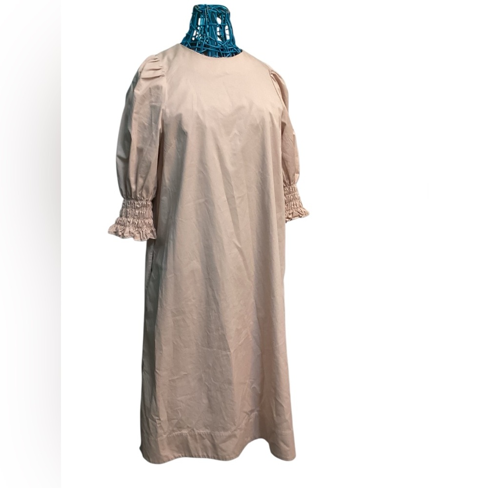 COS Blush Pink Puff-Sleeve Midi Dress - Picture 3 of 7